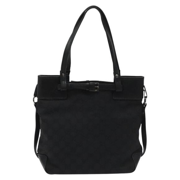 GUCCI GG Canvas Tote Bag Black Silver - Picture 3 of 16